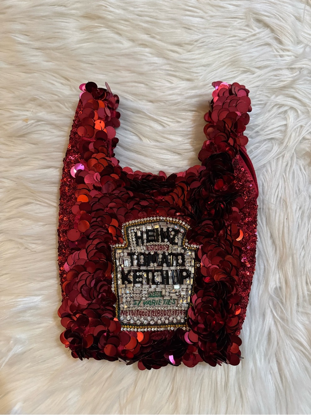 Anya Hindmarch Heinz Ketchup Mini Tote Bag Sequin Red - Picture 2 of 5